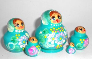 MINI Nastya in cyan dress TINY nesting Doll Babooshki s