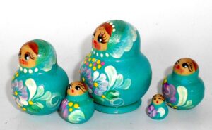 MINI Nastya in cyan dress TINY nesting Doll Babooshki s