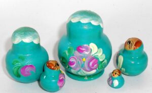MINI Nastya in cyan dress TINY nesting Doll Babooshki s