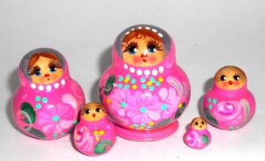 MINI Nastya in pink dress TINY Babushka Matryoshka nesting Doll Babooshki Babushkas