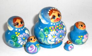 MINI Nastya in blue dress TINY nesting Doll Babooshki s