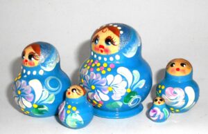 MINI Nastya in blue dress TINY nesting Doll Babooshki s
