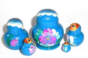 MINI Nastya in blue dress TINY nesting Doll Babooshki s
