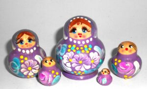 MINI Nastya in purple dress TINY Babushka Matryoshka nesting Doll Babooshki Babushkas