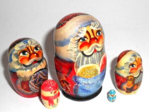MINI Santa with Xmas tree mini nesting Doll mini Babooshki s
