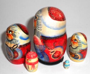 MINI Santa with Xmas tree mini nesting Doll mini Babooshki s