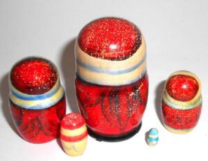 MINI Santa with Xmas tree mini nesting Doll mini Babooshki s