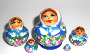 MINI Klara in blue dress TINY Babushka Matryoshka nesting Doll Babooshki Babushkas