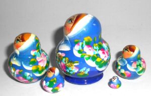 MINI Klara in blue dress TINY nesting Doll Babooshki s