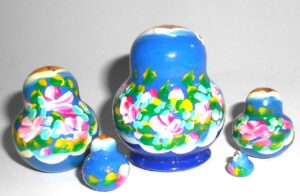 MINI Klara in blue dress TINY nesting Doll Babooshki s