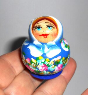 MINI Klara in blue dress TINY nesting Doll Babooshki s