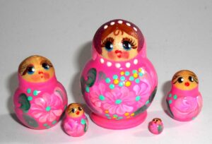 MINI Tina in hot pink dress TINY Babushka Matryoshka nesting Doll Babooshki Babushkas