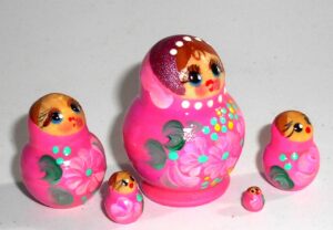 MINI Tina in hot pink dress TINY nesting Doll Babooshki s