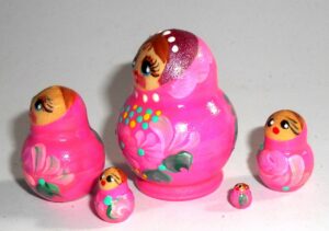 MINI Tina in hot pink dress TINY nesting Doll Babooshki s