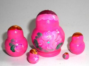 MINI Tina in hot pink dress TINY nesting Doll Babooshki s