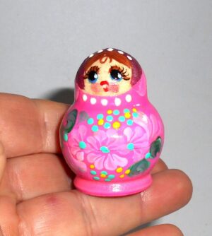 MINI Tina in hot pink dress TINY nesting Doll Babooshki s