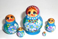 MINI Tina in blue dress TINY Babushka Matryoshka nesting Doll Babooshki Babushkas