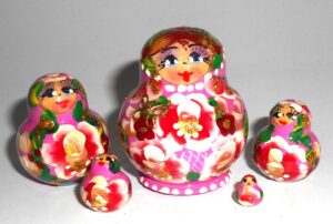 MINI Vera in pink dress TINY Babushka Matryoshka nesting Doll Babooshki Babushkas