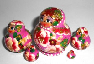 MINI Vera in pink dress TINY nesting Doll Babooshki s