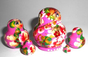 MINI Vera in pink dress TINY nesting Doll Babooshki s