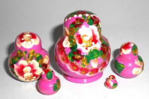 MINI Vera in pink dress TINY nesting Doll Babooshki s