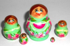 MINI Olga in light green dress TINY Babushka Matryoshka nesting Doll Babooshki Babushkas