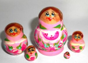 MINI Olga in pink dress TINY Babushka Matryoshka nesting Doll Babooshki Babushkas