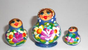 MINI Marfa in dark blue dress TINY nesting Doll Babooshki s