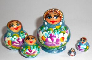 MINI Marfa in blue dress TINY Babushka Matryoshka nesting Doll Babooshki Babushkas