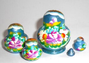 MINI Marfa in blue dress TINY nesting Doll Babooshki s