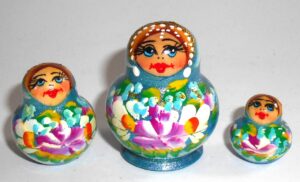 MINI Marfa in blue dress TINY nesting Doll Babooshki s
