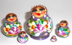MINI Marfa in purple dress TINY Babushka Matryoshka nesting Doll Babooshki Babushkas