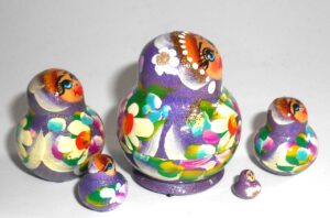 MINI Marfa in purple dress TINY nesting Doll Babooshki s
