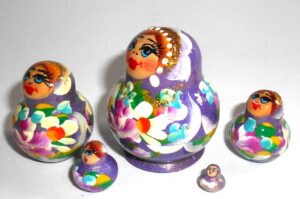 MINI Marfa in purple dress TINY nesting Doll Babooshki s