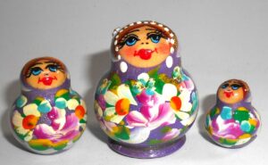 MINI Marfa in purple dress TINY nesting Doll Babooshki s