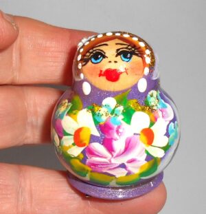 MINI Marfa in purple dress TINY nesting Doll Babooshki s