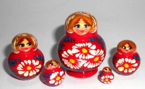 MINI Valya in burgundy dress TINY Babushka Matryoshka nesting Doll Babooshki Babushkas