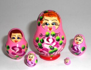 MINI Alex in pink dress TINY Babushka Matryoshka nesting Doll Babooshki Babushkas