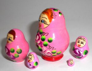 MINI Alex in pink dress TINY nesting Doll Babooshki s