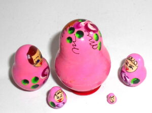 MINI Alex in pink dress TINY nesting Doll Babooshki s
