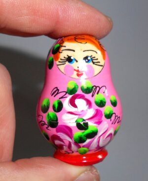 MINI Alex in pink dress TINY nesting Doll Babooshki s