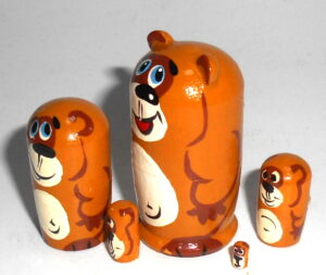 MINI Funny brown bear family 5-set TINY nesting Doll Babooshki s