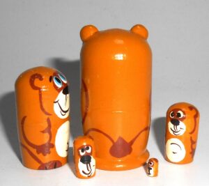 MINI Funny brown bear family 5-set TINY nesting Doll Babooshki s