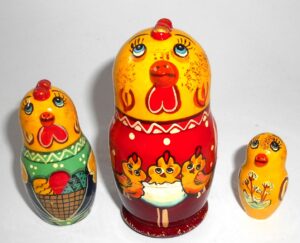 Funny Rooster 3-set Babushka Matryoshka nesting Doll Babooshki Babushkas