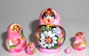 MINI Kira in pink dress TINY nesting Doll Babooshki s