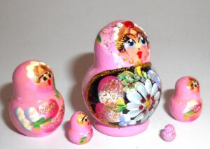 MINI Kira in pink dress TINY nesting Doll Babooshki s