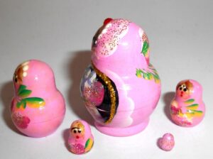 MINI Kira in pink dress TINY nesting Doll Babooshki s