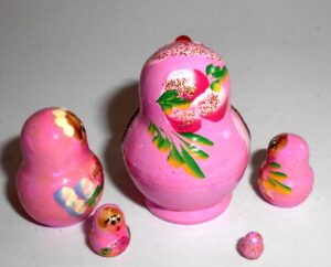 MINI Kira in pink dress TINY nesting Doll Babooshki s