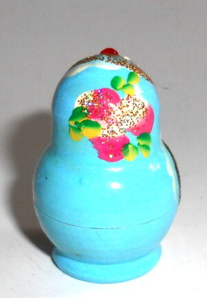 MINI Kira in cyan dress TINY nesting Doll Babooshki s