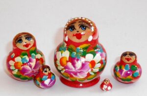 MINI Marfa in red dress TINY Babushka Matryoshka nesting Doll Babooshki Babushkas